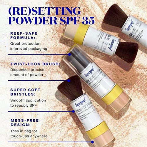 SUPERGROOP SUNSCREEN 1OO PERCENT MINERAL POWDER SUNSCREEN SPF 35 SHADE LIGHT