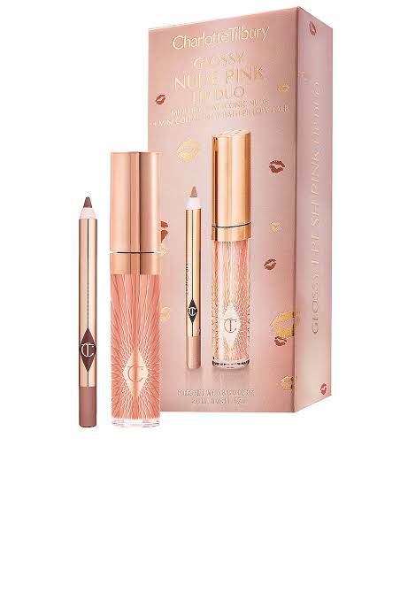 Charlote trilbury glossy nude pink lip duo